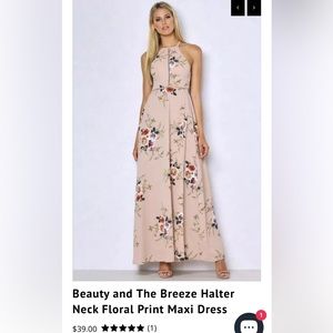 Women's Mauve Floral Print Maxi Dress